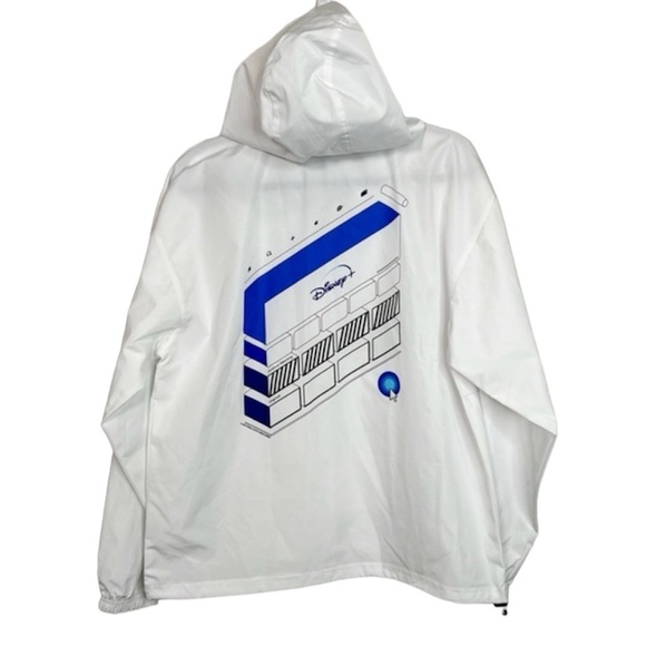 DISNEY+ CHAMPION white and blue half zip windbreaker with hood size Medium - Picture 1 of 14